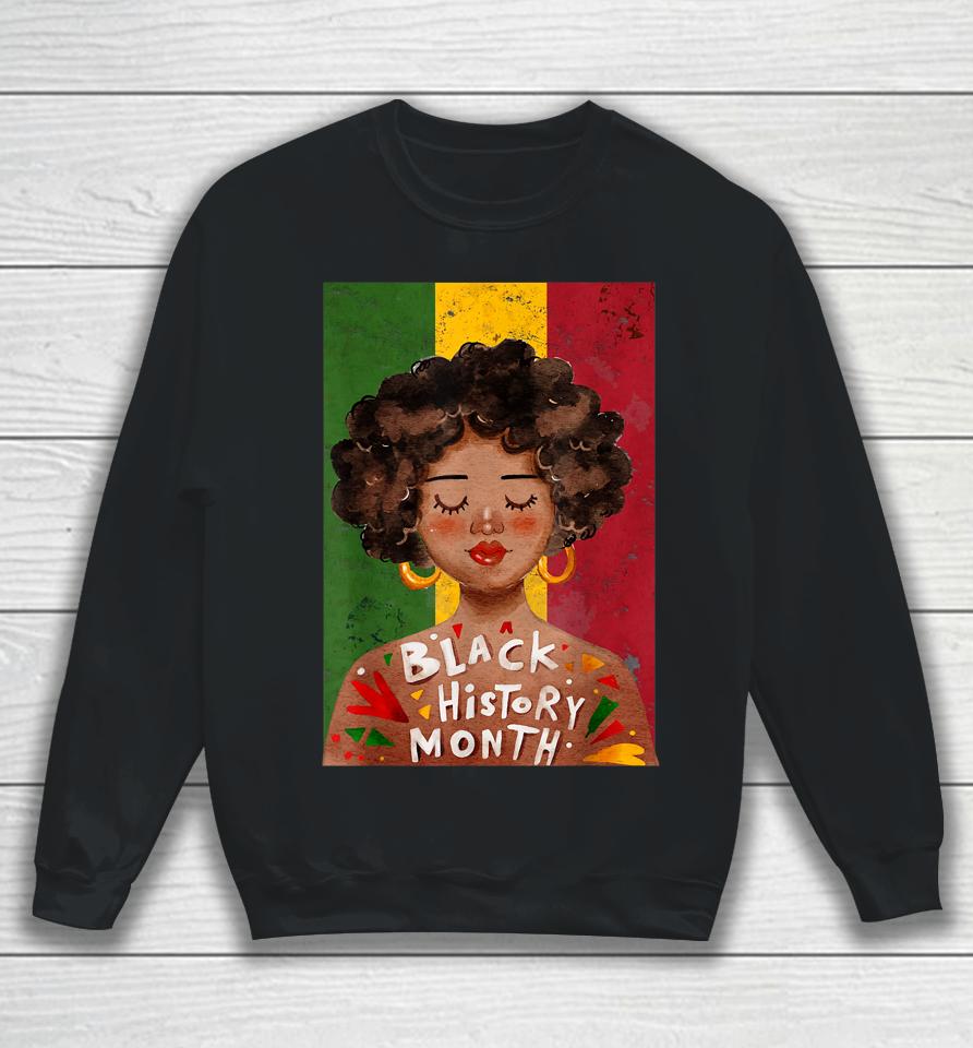 Black Woman Afro Vintage Black History Month Sweatshirt