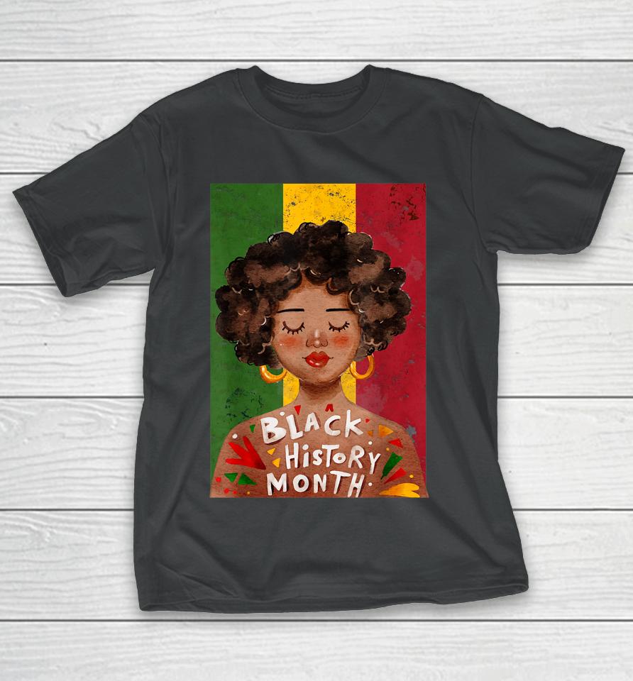 Black Woman Afro Vintage Black History Month T-Shirt