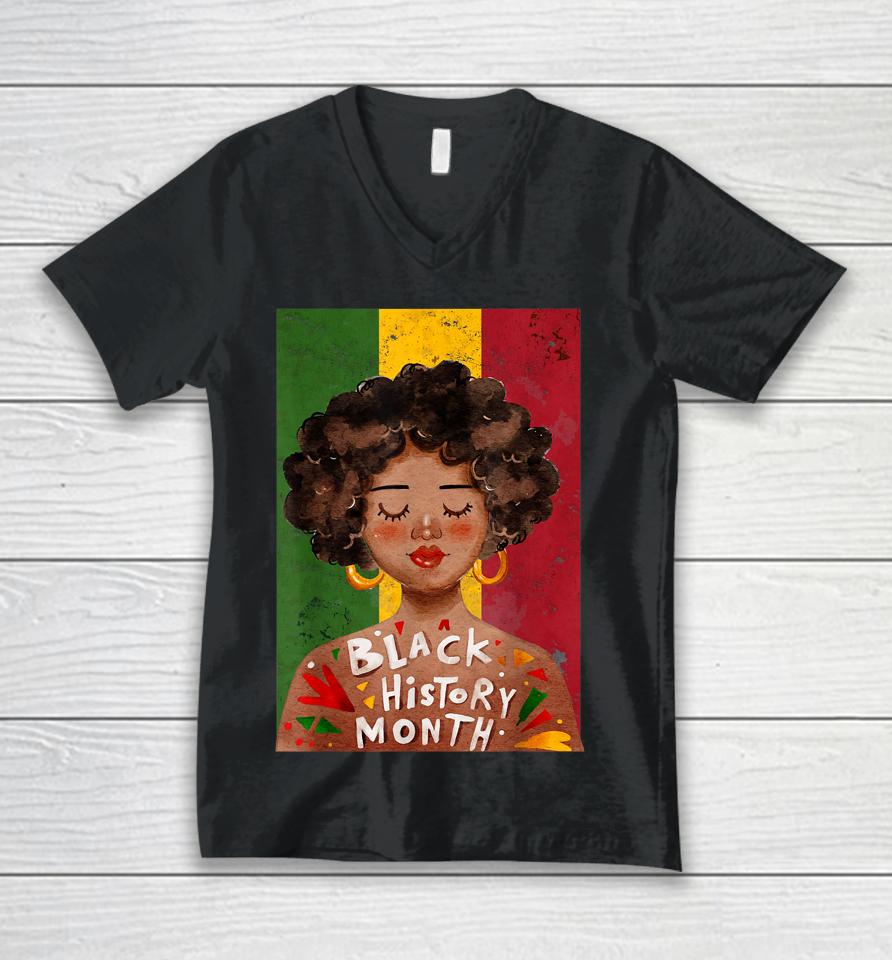 Black Woman Afro Vintage Black History Month Unisex V-Neck T-Shirt