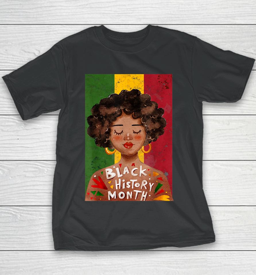 Black Woman Afro Vintage Black History Month Youth T-Shirt