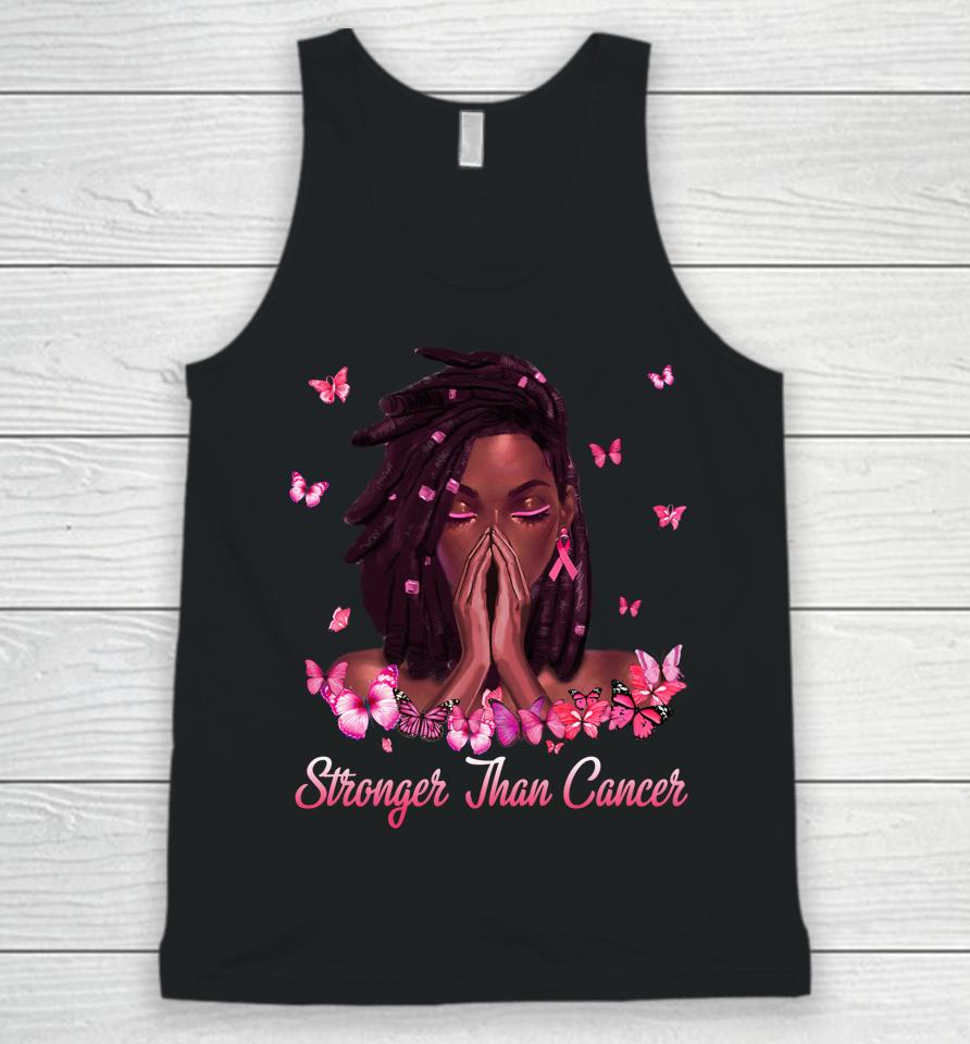 Black Women Melanin Stronger Than Breast Cancer Pink Ribbon Unisex Tank Top