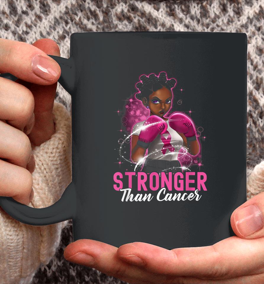 Black Women Queen Stronger Than Breast Cancer Pink Ribbon Coffee Mug