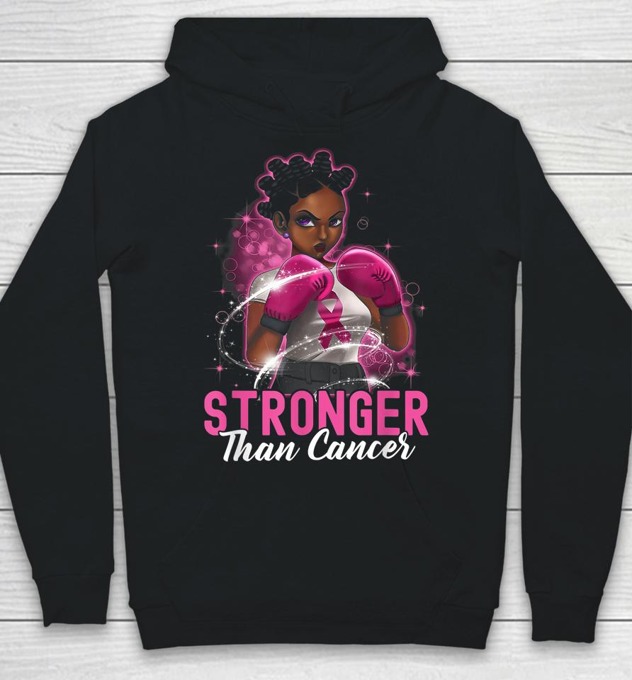 Black Women Queen Stronger Than Breast Cancer Pink Ribbon Hoodie