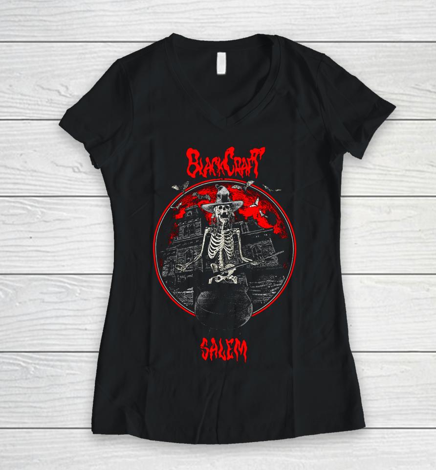 Blackcraft Skeleton Stew Slem Women V-Neck T-Shirt