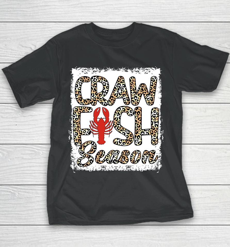 Bleached Craw Fish Season Leopard Crawfish Boil Lobster Youth T-Shirt