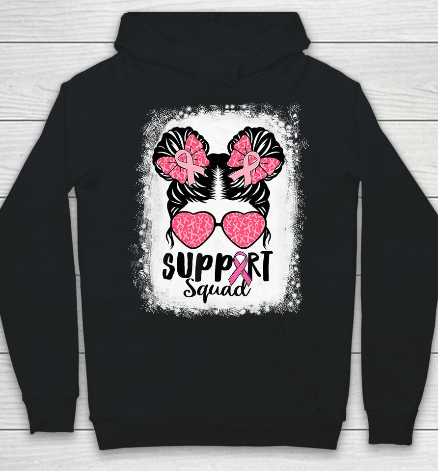 Bleached Pink Out Football Mom Messy Bun Pink Breast Cancer Hoodie