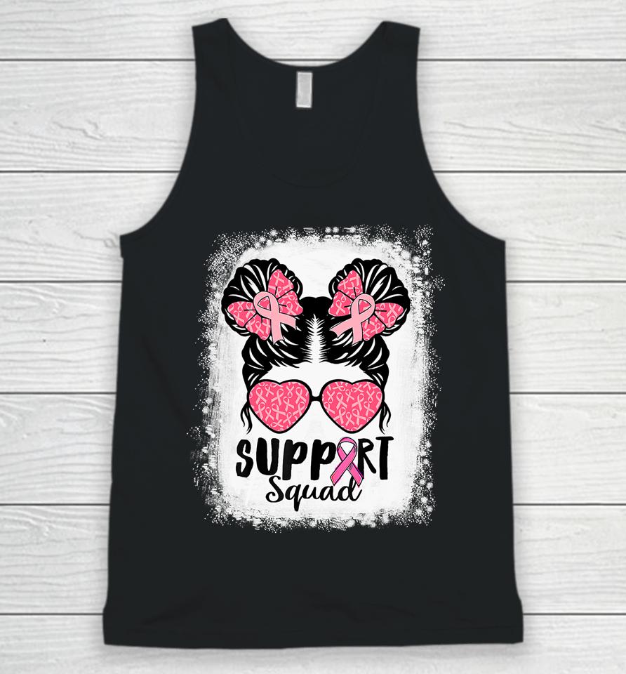 Bleached Pink Out Football Mom Messy Bun Pink Breast Cancer Unisex Tank Top