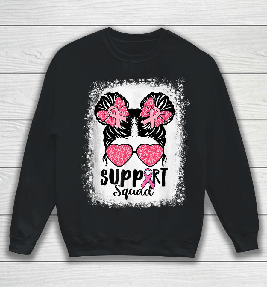 Bleached Pink Out Football Mom Messy Bun Pink Breast Cancer Sweatshirt