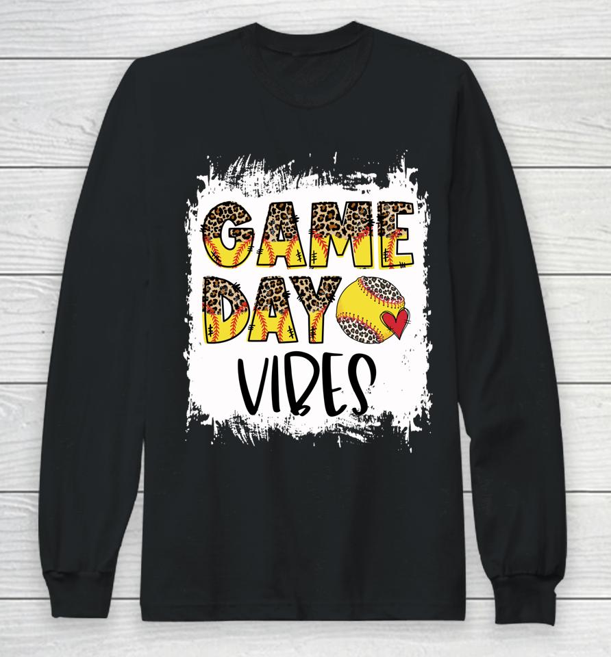 Bleached Softball Game Day Vibes Tee Softball Season Outfit Long Sleeve T-Shirt