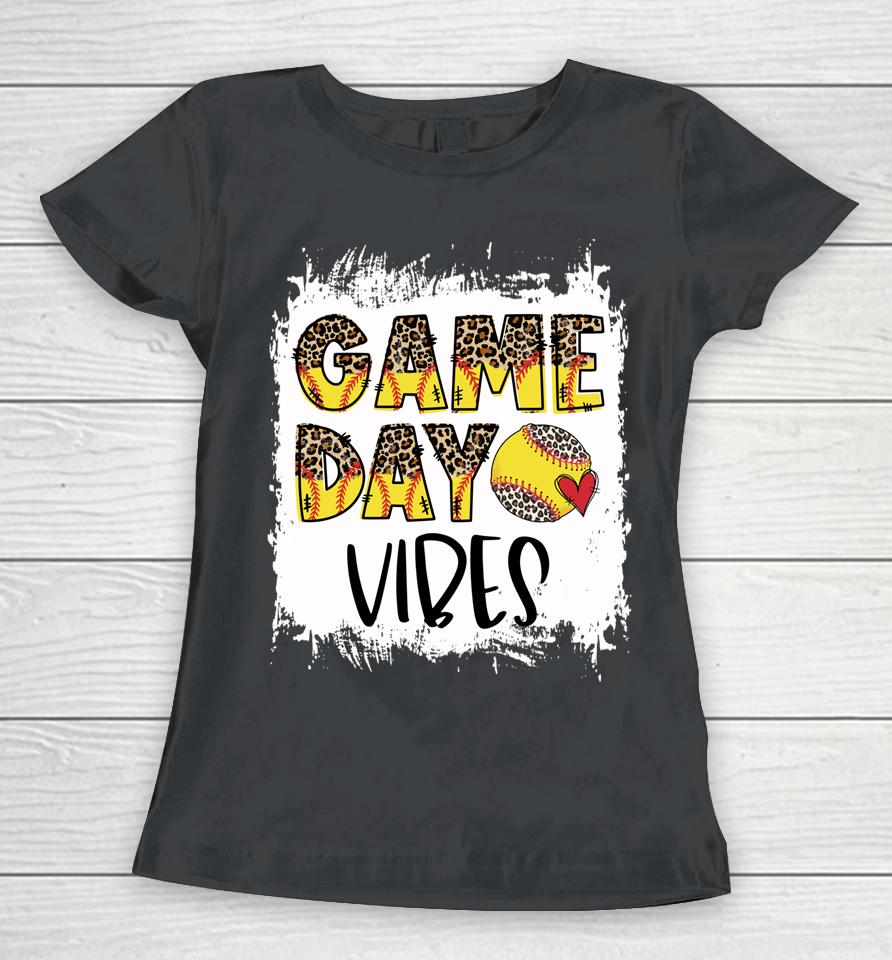 Bleached Softball Game Day Vibes Tee Softball Season Outfit Women T-Shirt