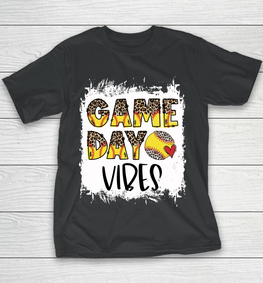 Bleached Softball Game Day Vibes Tee Softball Season Outfit Youth T-Shirt
