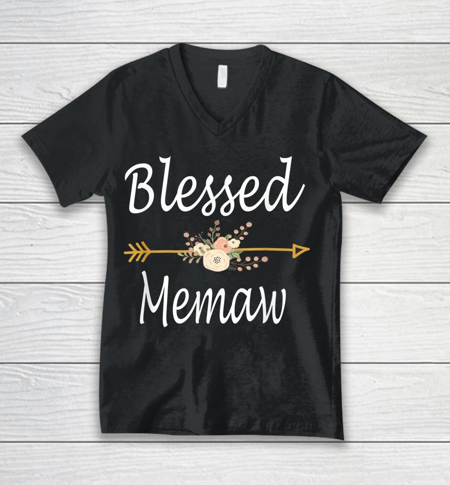 Blessed Memaw Mothers Day Unisex V-Neck T-Shirt