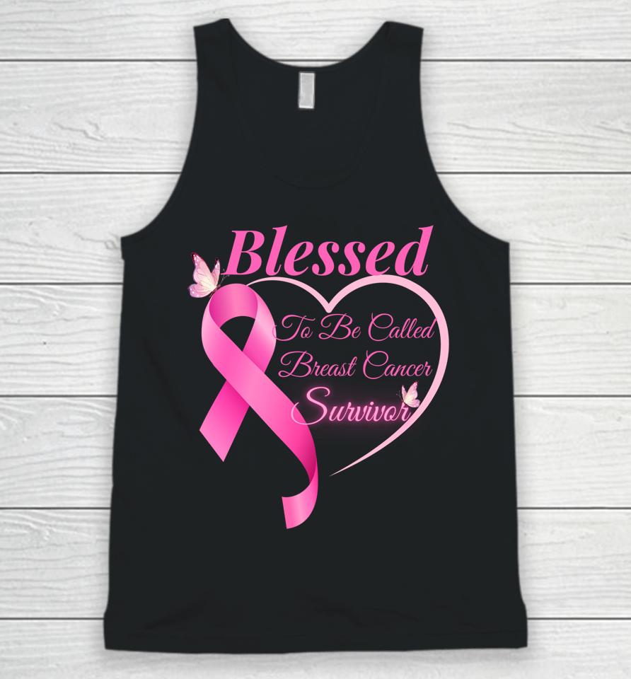 Blessed To Be Called Breast Cancer Survivor Pink Butterfly Unisex Tank Top