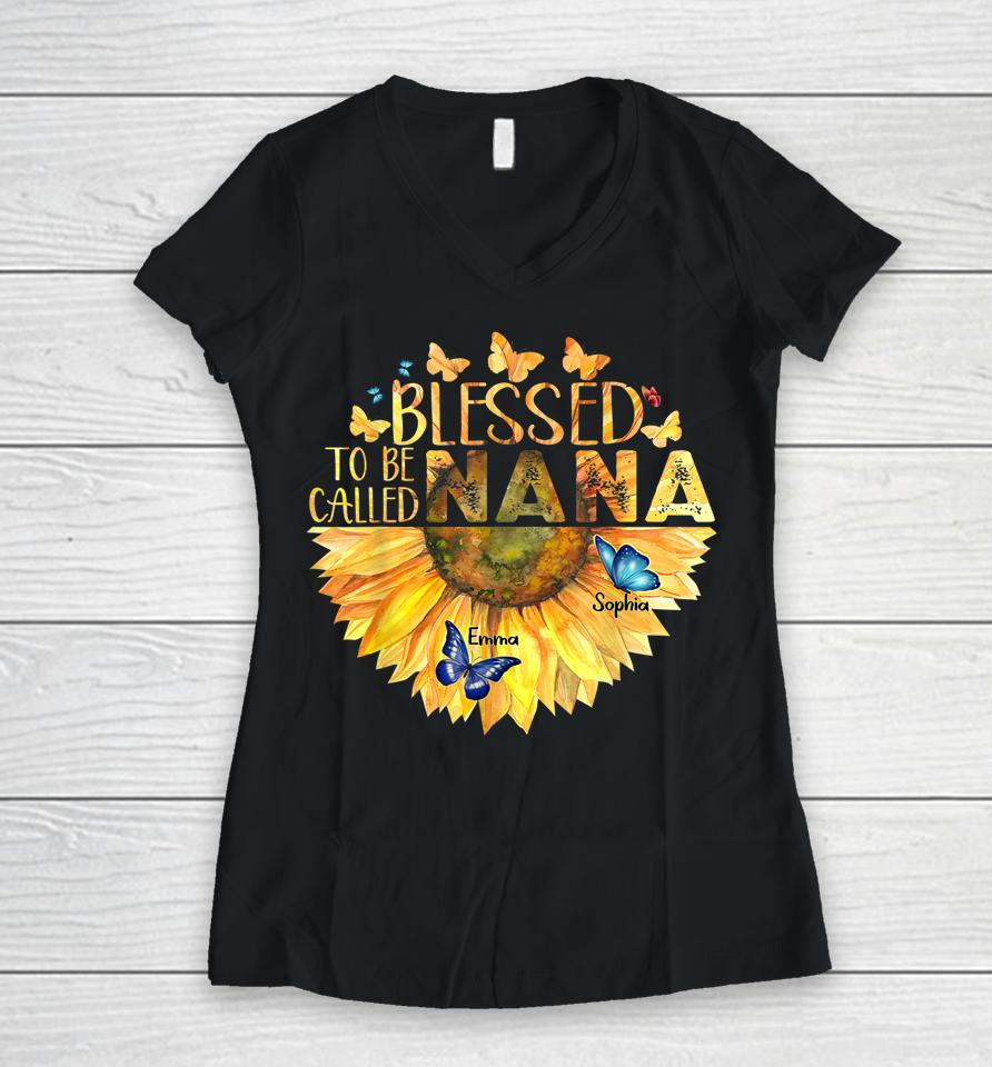 Blessed To Be Called Grandma Sunflower Women V-Neck T-Shirt