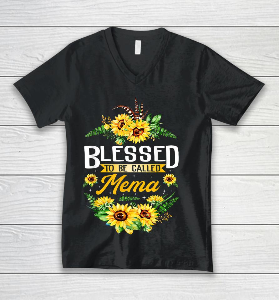 Blessed To Be Called Mema Sunflower Mother's Day Gift Unisex V-Neck T-Shirt
