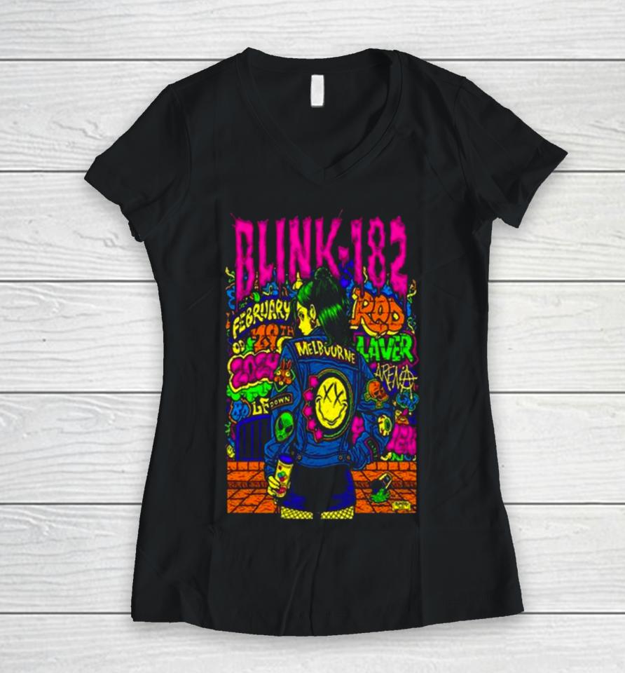 Blink 182 Rod Laver Arena Feb 29 2024 Event Women V-Neck T-Shirt