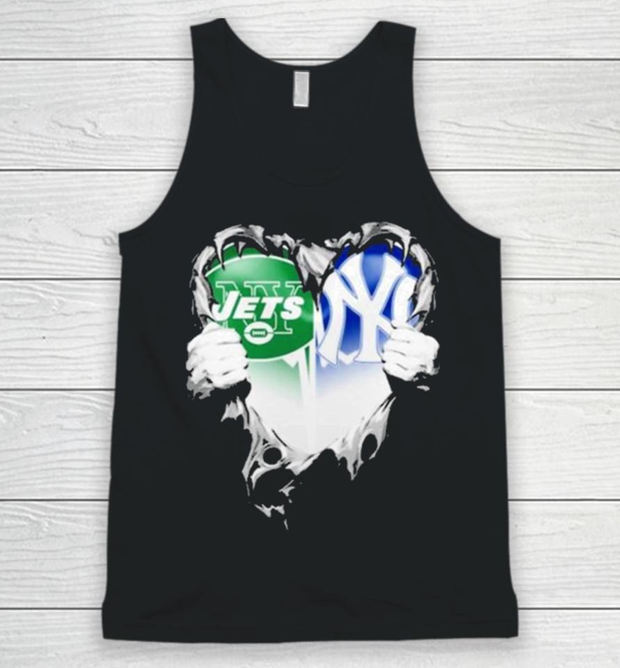 Blood Inside Heart New York Jets And New York Yankees Unisex Tank Top
