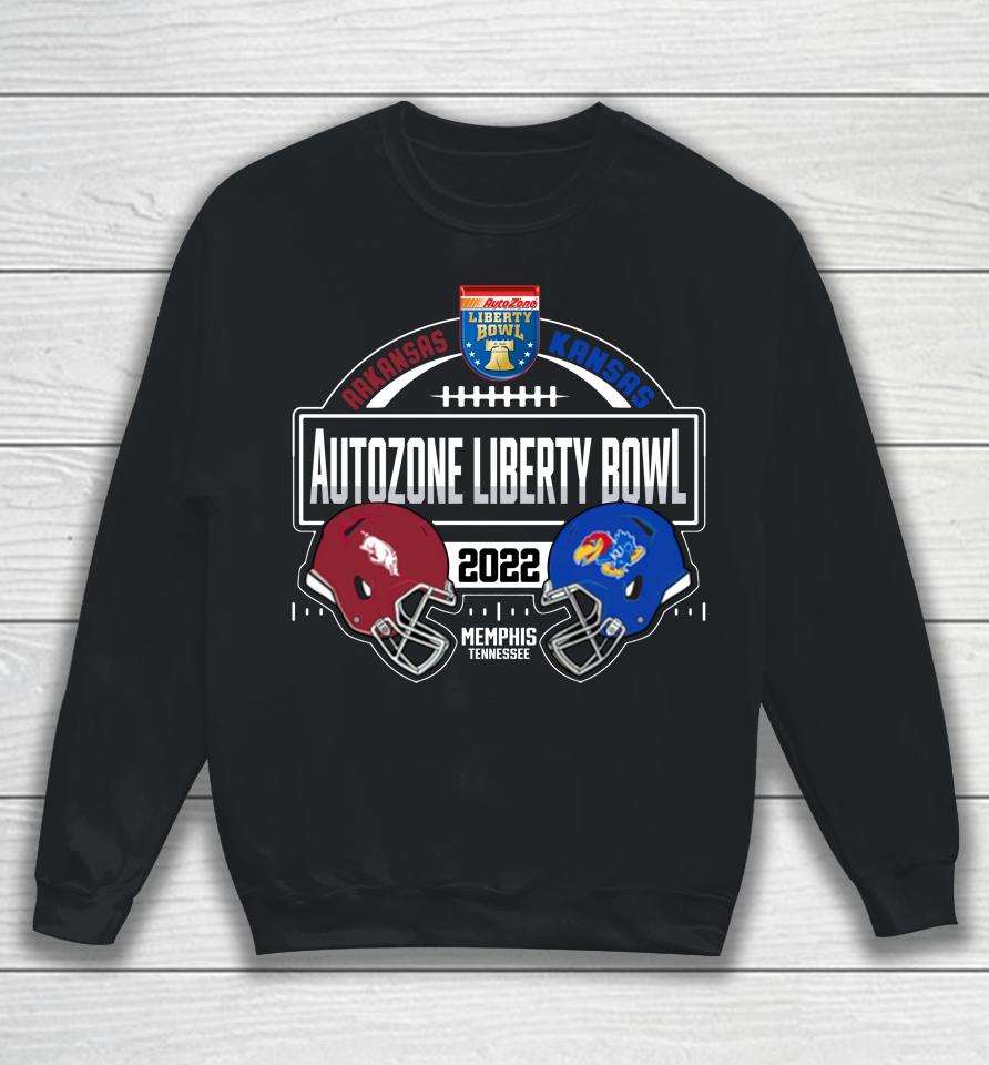 Blue 84 Arkansas Razorbacks Vs Kansas Jayhawks 2022 Liberty Bowl Matchup Sweatshirt