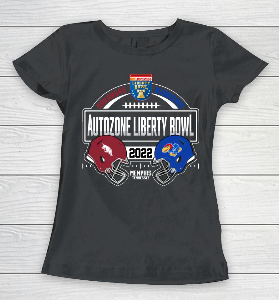 Blue 84 Arkansas Razorbacks Vs Kansas Jayhawks 2022 Liberty Bowl Matchup Women T-Shirt