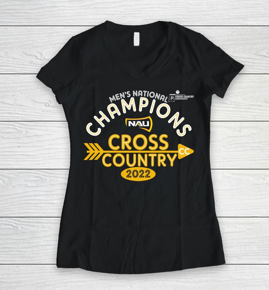 Blue 84 Northern Arizona Lumberjacks Ncaa Men's Cross Country National Champions 2022 Women V-Neck T-Shirt