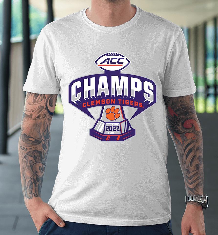 Blue 84 Orange Clemson Tigers 2022 Acc Football Conference Champions Locker Room Premium T-Shirt