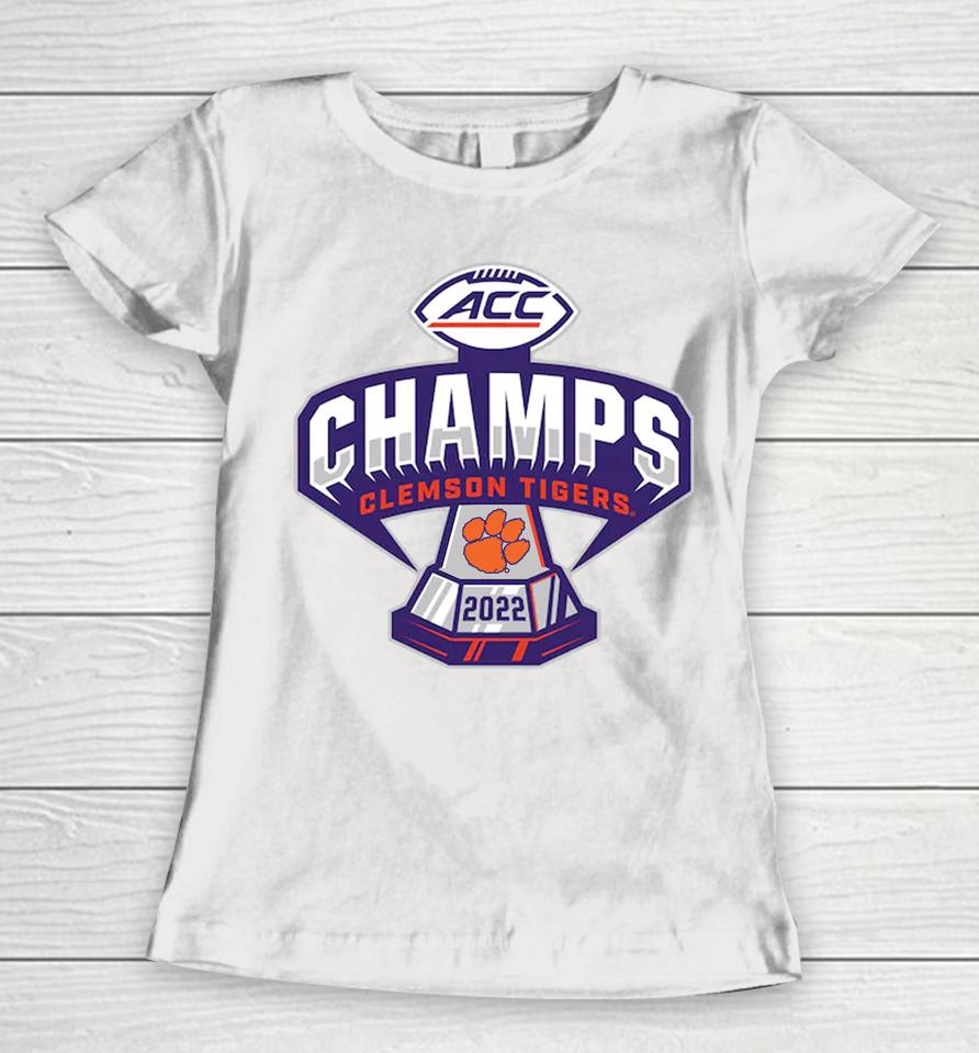 Blue 84 Orange Clemson Tigers 2022 Acc Football Conference Champions Locker Room Women T-Shirt