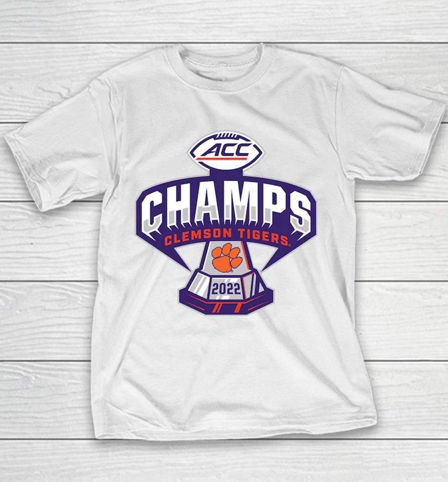 Blue 84 Orange Clemson Tigers 2022 Acc Football Conference Champions Locker Room Youth T-Shirt