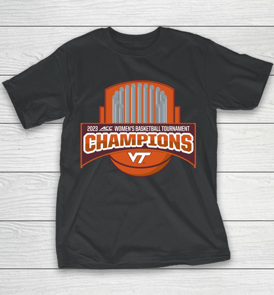 Blue 84 Virginia Tech Hokies 2023 Acc Women's Basketball Conference Tournament Champions Commemorati Youth T-Shirt