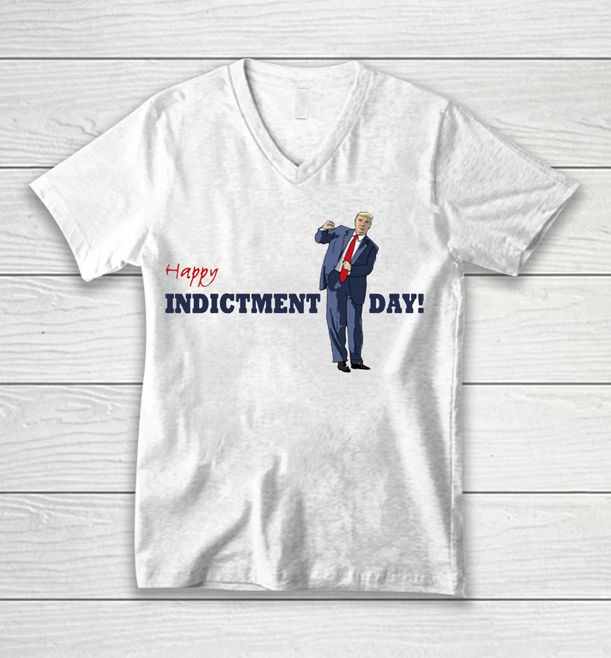 Blue Girl In Red State Happy Trump Indicted Day Unisex V-Neck T-Shirt