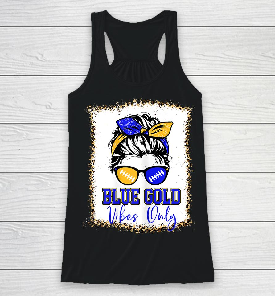 Blue Gold Vibes Only Football Racerback Tank