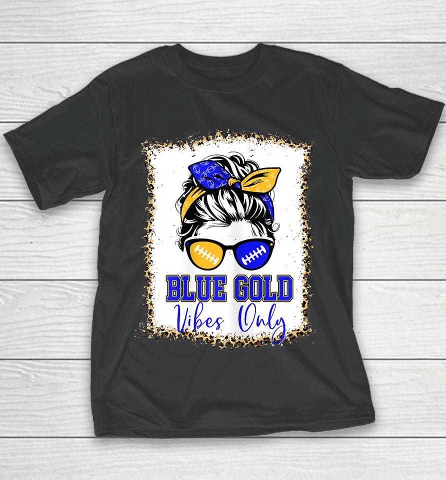 Blue Gold Vibes Only Football Youth T-Shirt