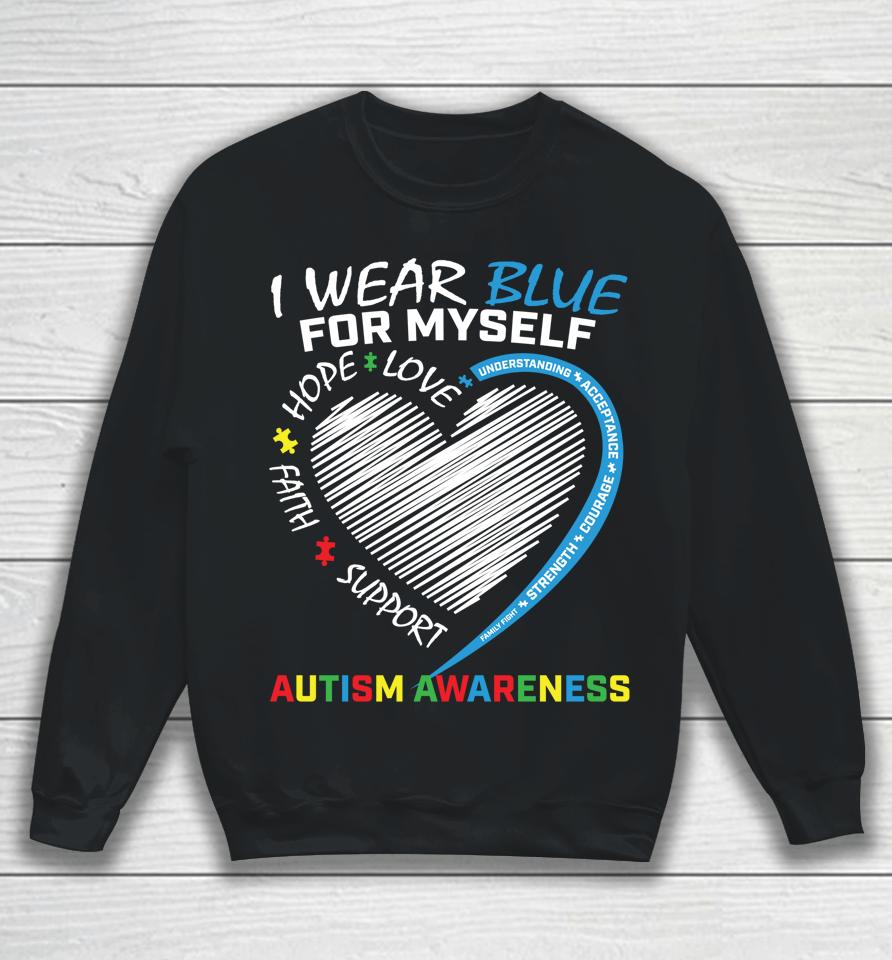 Blue Myself Autism Awareness Puzzle Heart Boys Girls Kids Sweatshirt