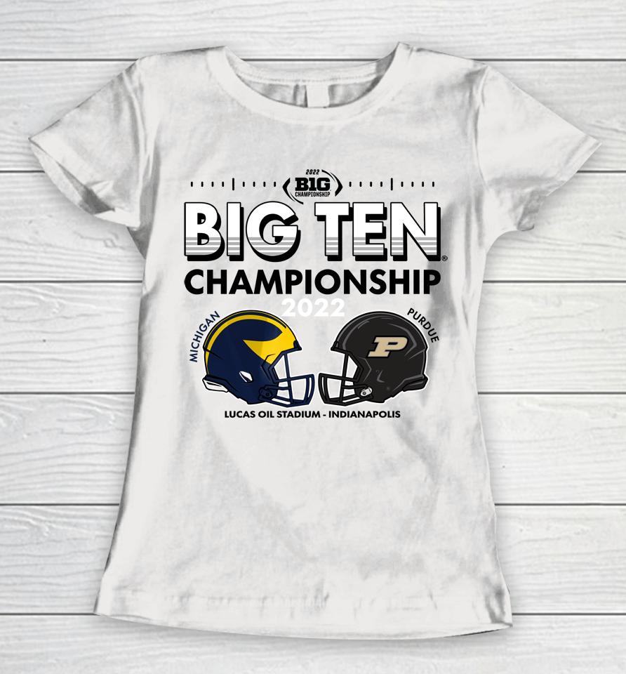 Blue84 2022 Michigan Vs Purdue Big Ten Championship Game Head-To-Head Women T-Shirt