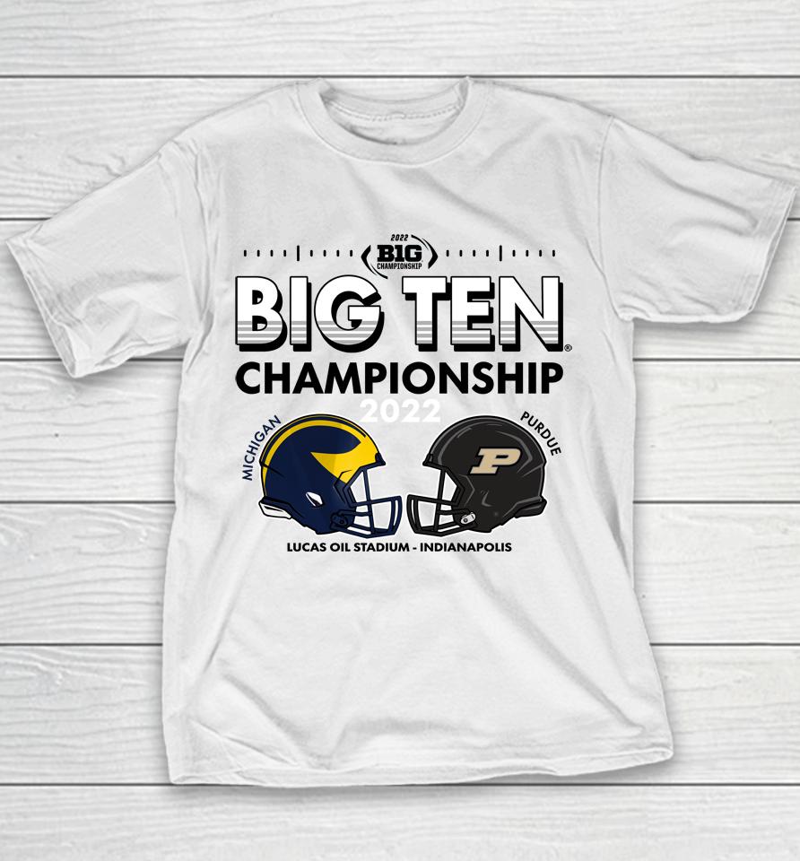 Blue84 2022 Michigan Vs Purdue Big Ten Championship Game Head-To-Head Youth T-Shirt