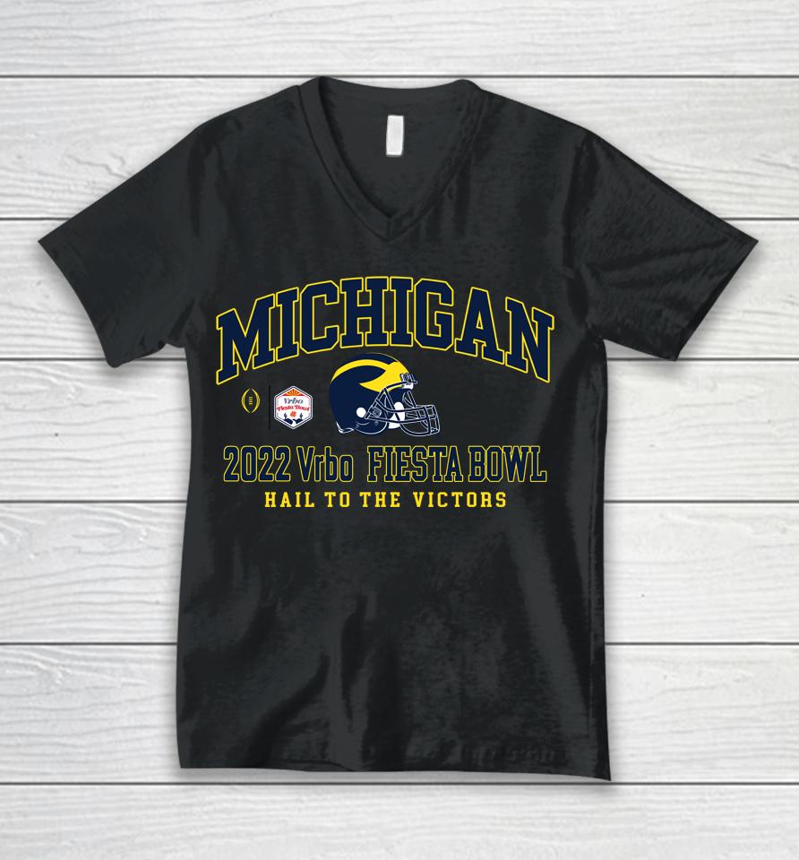 Blue84 Men's Michigan 2022 Vrbo Fiesta Bowl Football College Football Unisex V-Neck T-Shirt
