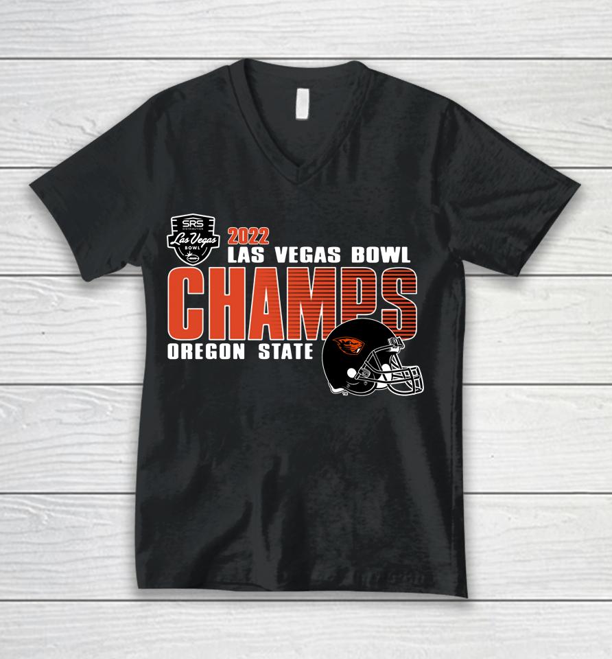 Blue84 Oregon State Beavers 2022 Las Vegas Bowl Champions Unisex V-Neck T-Shirt