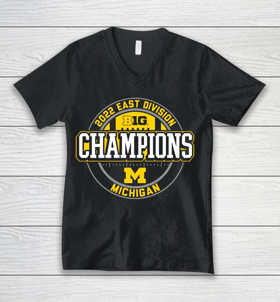 Blue84 University Of Michigan Big Ten East Champions Navy Locker Room Unisex V-Neck T-Shirt