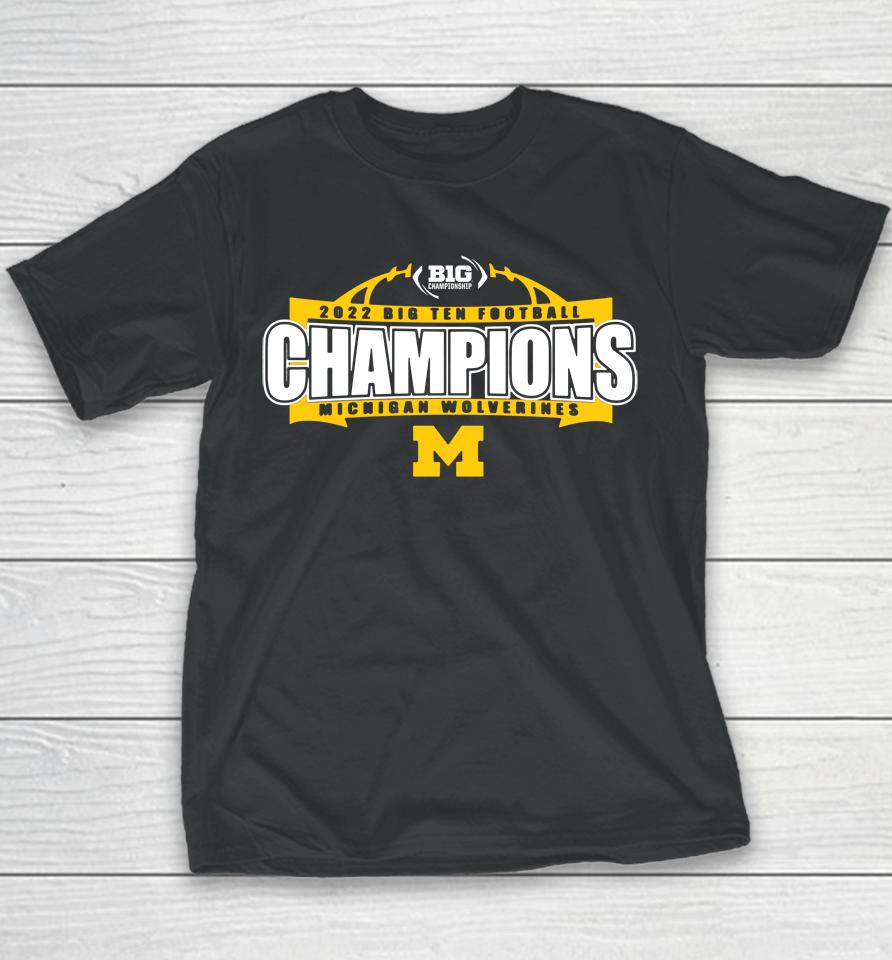 Blue84 University Of Michigan Football Youth 2022 Big Ten Champions Youth T-Shirt