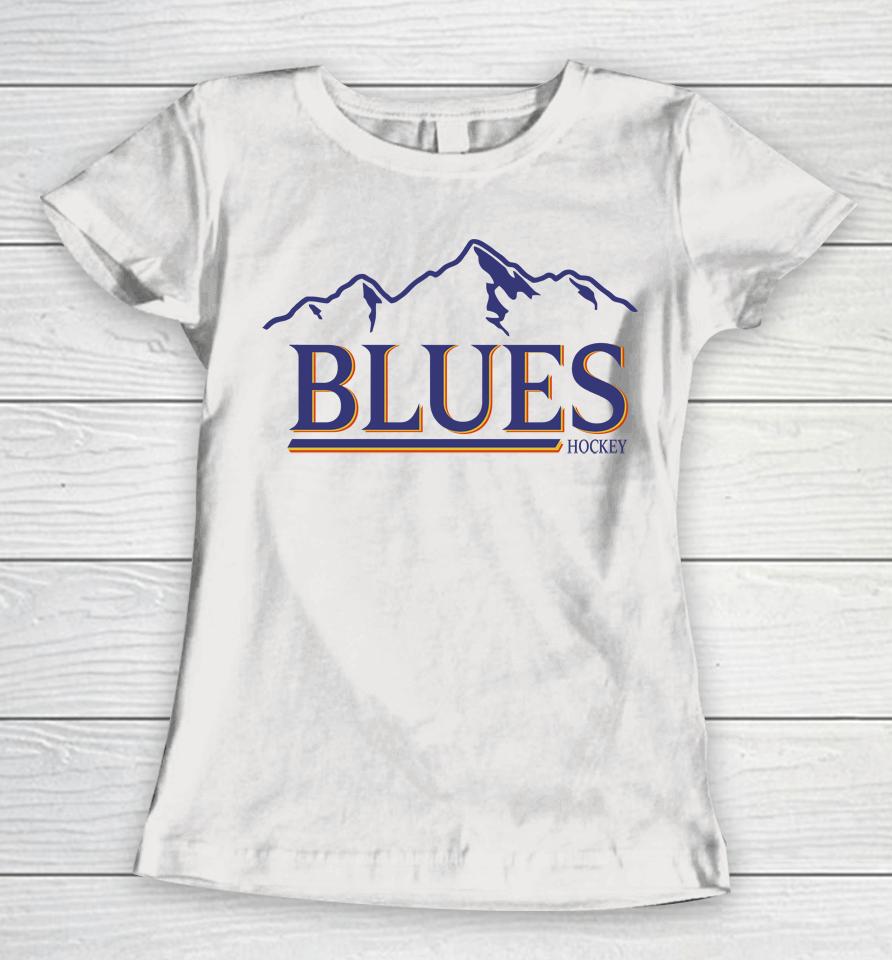 Blues Buzz Vintage Mountain Blues Hockey Women T-Shirt