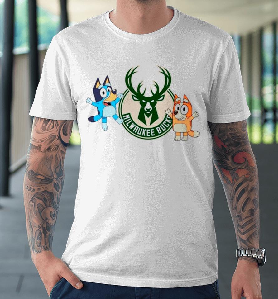 Bluey And Bingo Milwaukee Bucks Basketball Nba Premium T-Shirt