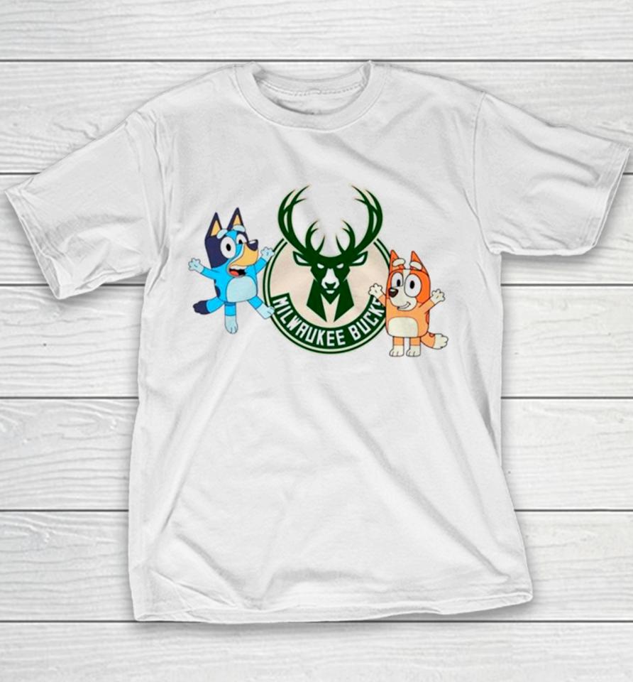 Bluey And Bingo Milwaukee Bucks Basketball Nba Youth T-Shirt