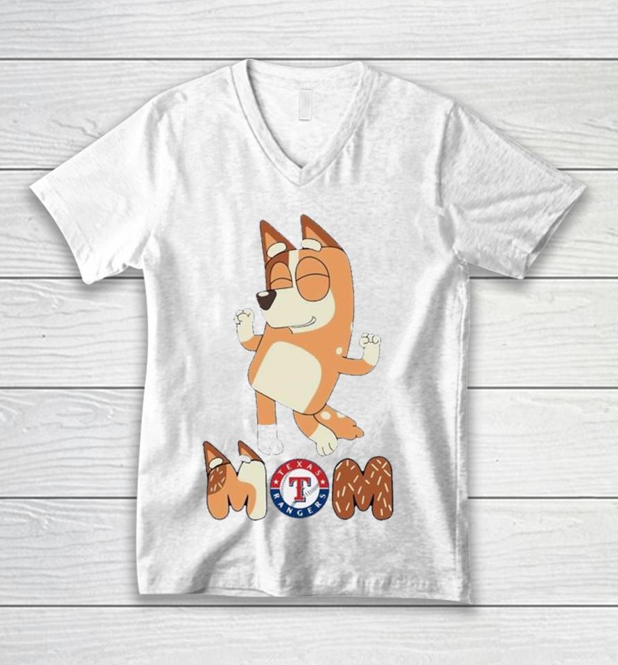 Bluey Mom Texas Rangers Baseball Dancing Unisex V-Neck T-Shirt