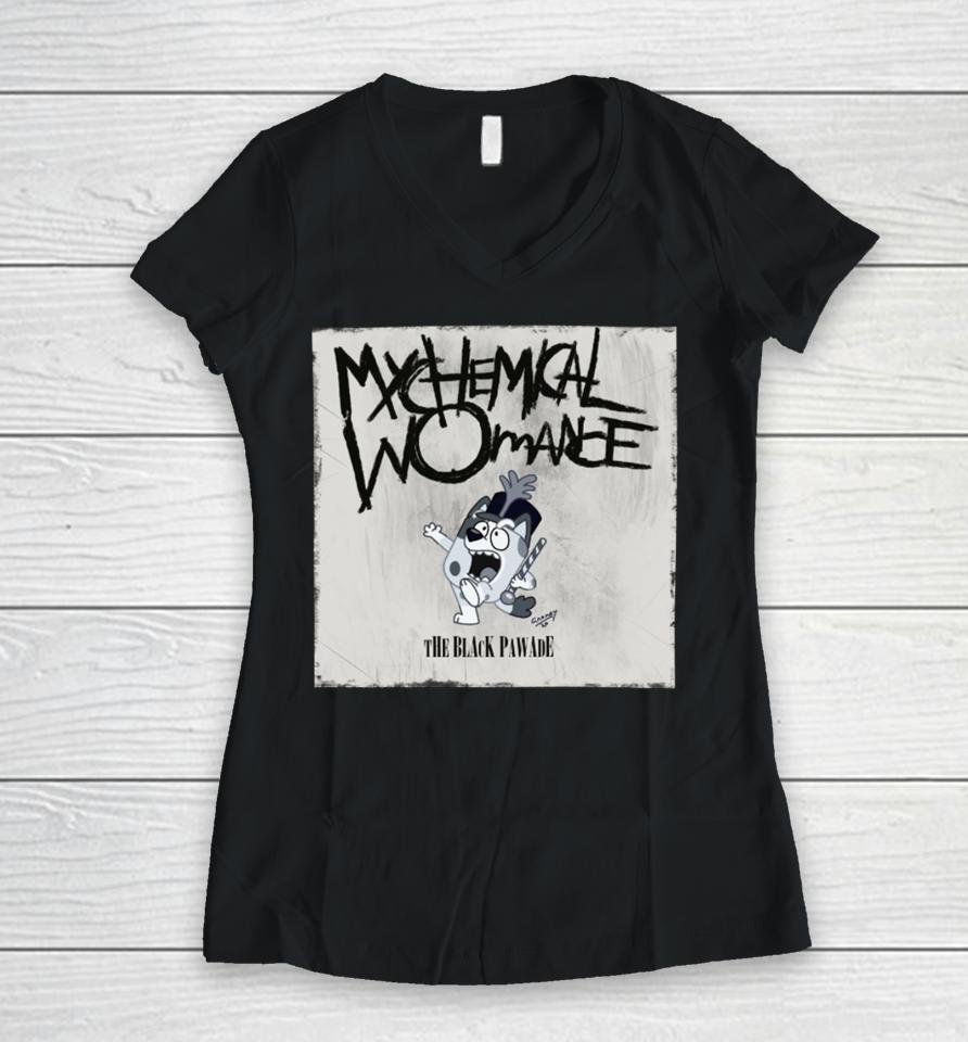 Bluey Mychemical Womance The Black Pawade Women V-Neck T-Shirt