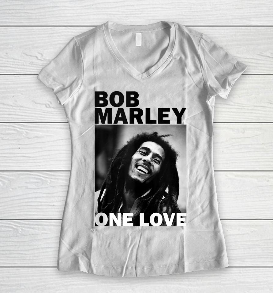 Bob Marley One Love Photo Women V-Neck T-Shirt