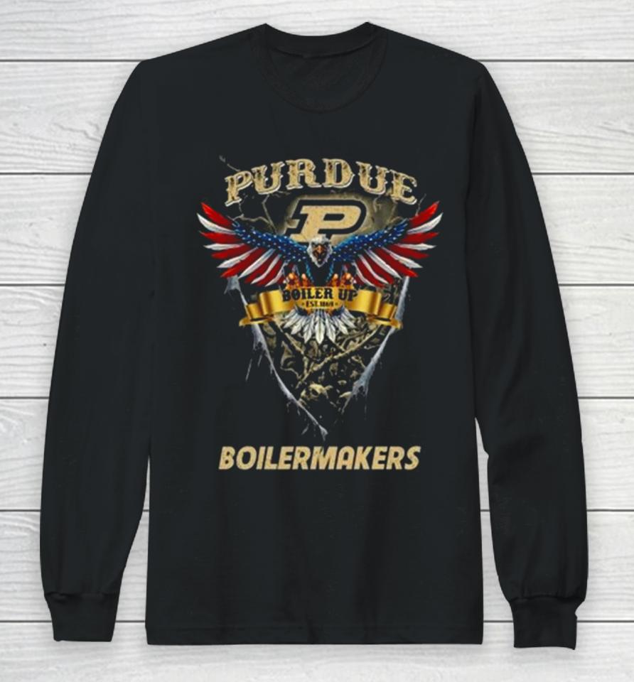 Boiler Up Purdue Boilermakers Football Us Eagle Long Sleeve T-Shirt