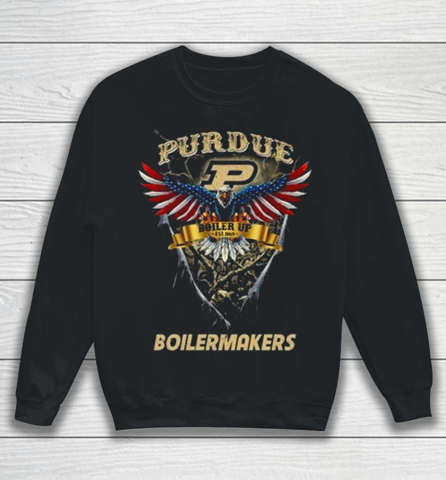 Boiler Up Purdue Boilermakers Football Us Eagle Sweatshirt