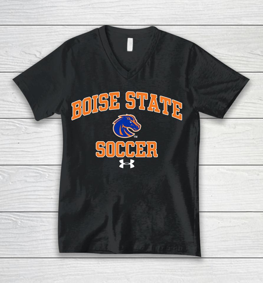 Boise State Broncos Soccer Arch Over Unisex V-Neck T-Shirt