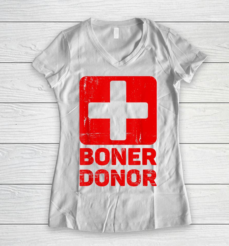 Boner Donor Women V-Neck T-Shirt