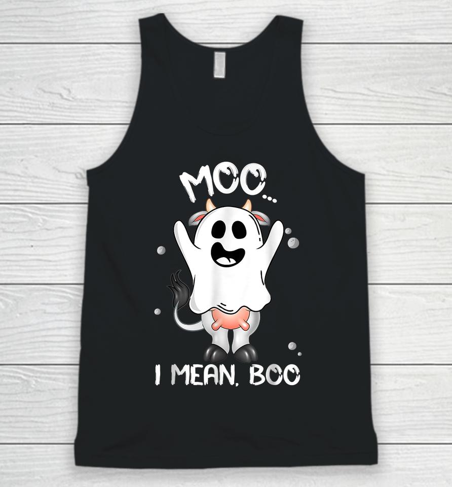 Boo Boo Crew Ghost Cow Moo I Mean Boo Farmer Halloween Unisex Tank Top