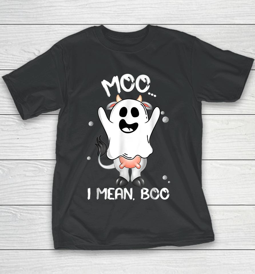 Boo Boo Crew Ghost Cow Moo I Mean Boo Farmer Halloween Youth T-Shirt